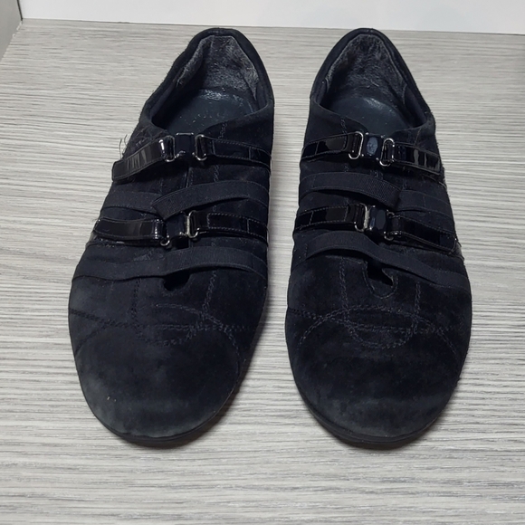Stuart Weitzman Designer Black Suede Easy Straps Sneakers Women's Sz 8 Shoes - Picture 1 of 10